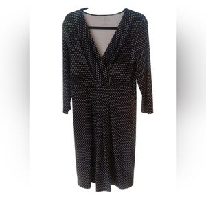 RSVP Talbots Womens Jersey A-Line Dress Navy White Polka Dot  SZ  14P